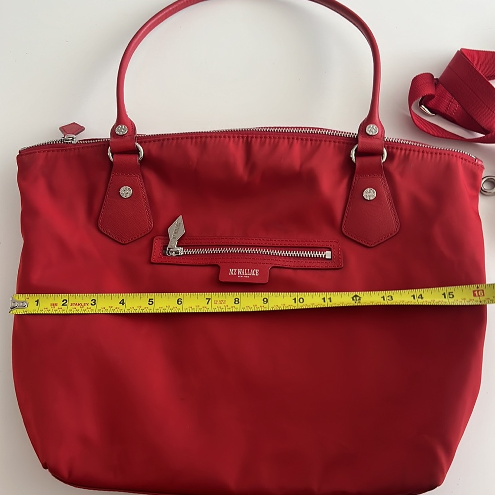 MZ Wallace Chelsea Red Tote With Pouch And Crossbody Strap - Picture 14 of 16